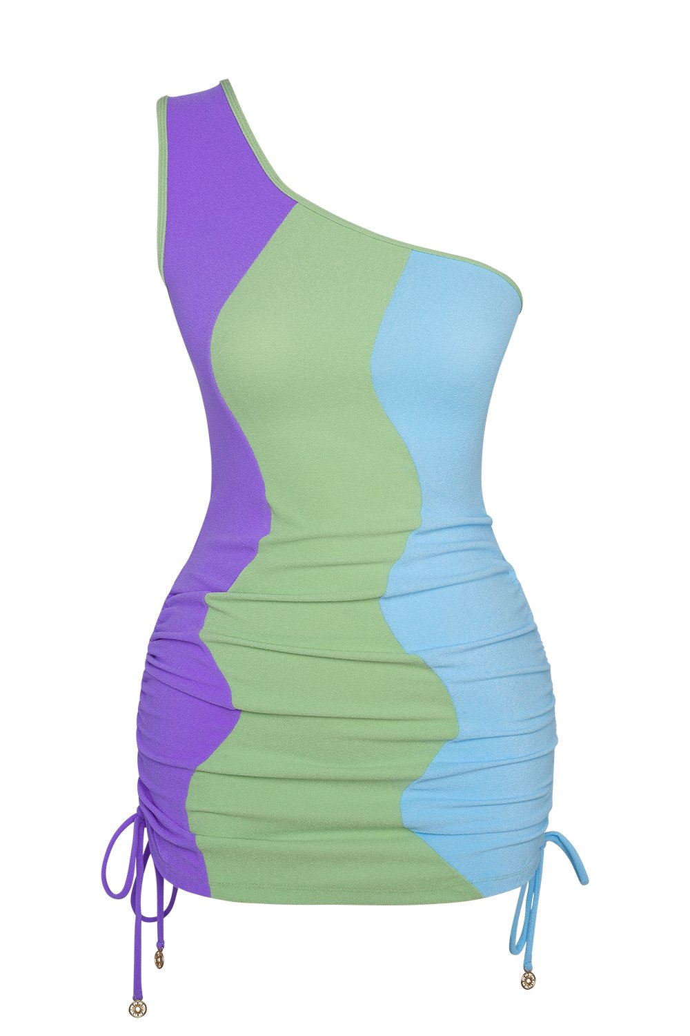 Bonesta-Meska Pistachio Green, Sky Blue And Mauve Purple Terry Tek Omuz-Elbise-5-Milagron.com