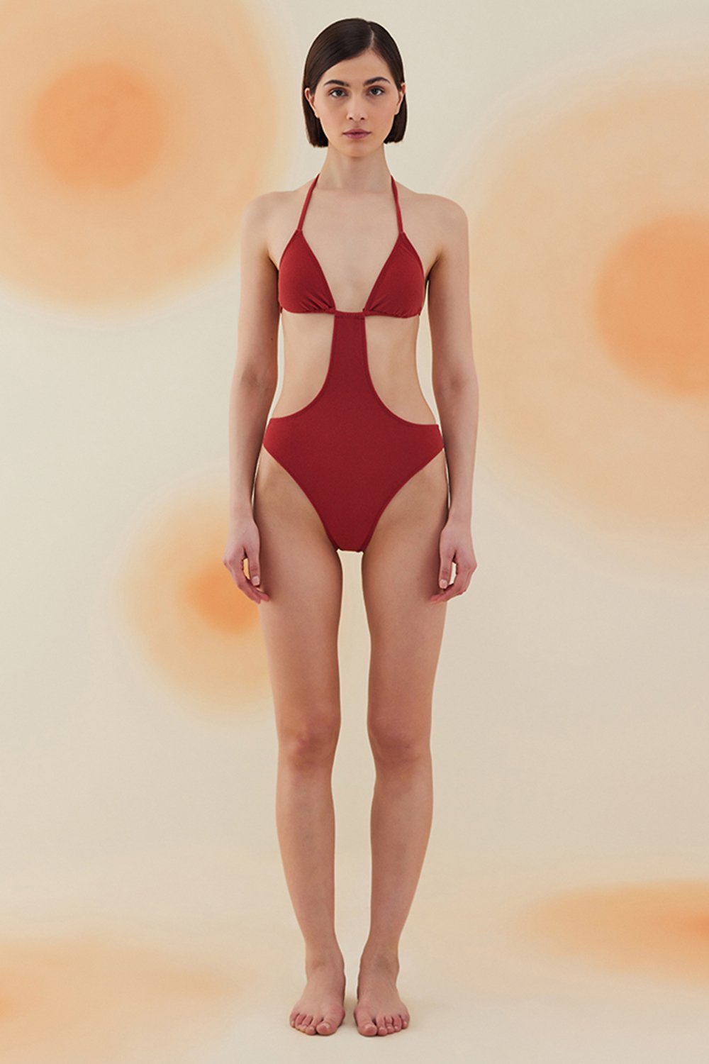 Bonesta-Mesquite Burgundy Terry Üçgen Asimetrik Mayo-Bikini & Mayo-1-Milagron.com