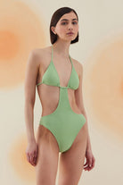 Bonesta-Mesquite Pistachio Green Terry Üçgen Asimetrik Mayo-Bikini & Mayo-3-Milagron.com