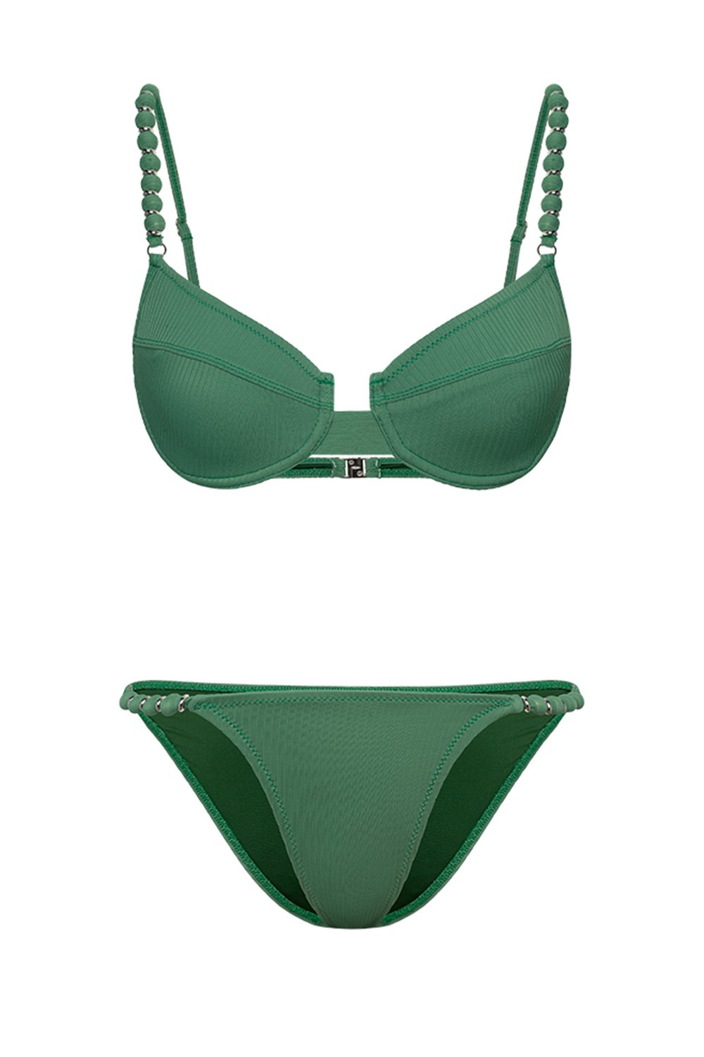 Bonesta-Nefud Emerald Green Boncuklu Balenli Bikini Takımı-Bikini & Mayo-4-Milagron.com