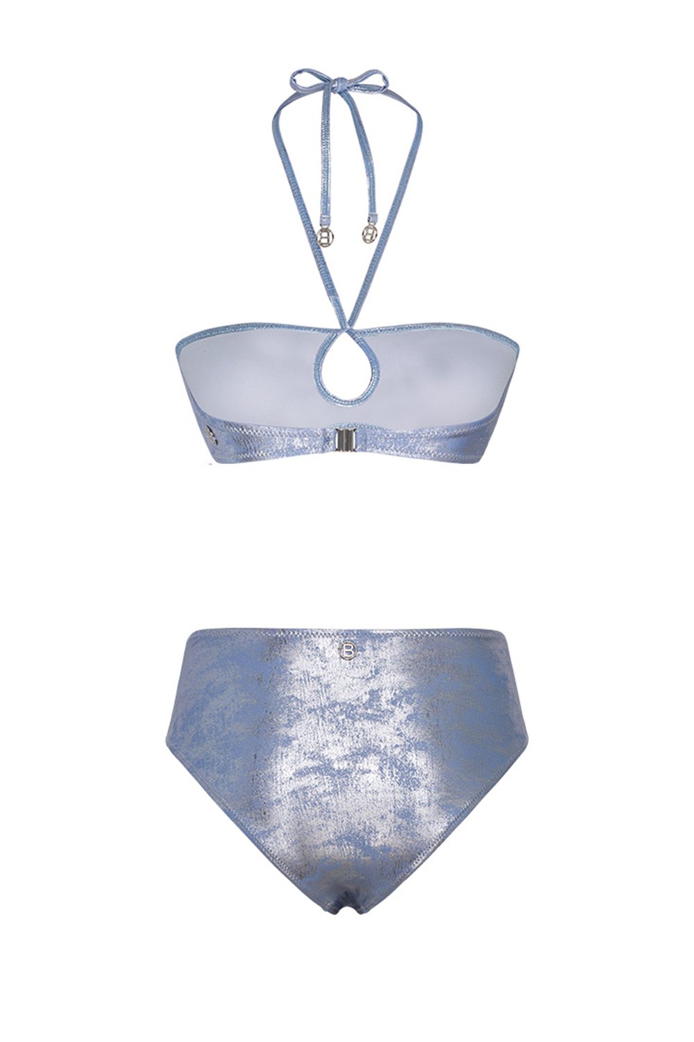 Bonesta-Nyiri Shiny Sonic Blue Boyundan Bağcıklı Yüksek Bel Bikini Takımı-Bikini & Mayo-6-Milagron.com