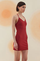 Bonesta-Oasis Burgundy Terry V Yaka Elbise-Elbise-2-Milagron.com