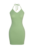 Bonesta-Oasis Pistachio Green Terry V Yaka Elbise-Elbise-11-Milagron.com