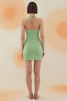 Bonesta-Oasis Pistachio Green Terry V Yaka Elbise-Elbise-3-Milagron.com