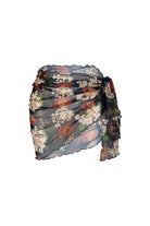 Bonesta-Osiel Koyu Kahve Çiçek Desenli Büzgülü Kısa Pareo Etek-Pareo & Bandana-1-Milagron.com