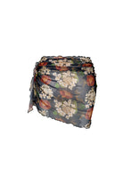 Bonesta-Osiel Koyu Kahve Çiçek Desenli Büzgülü Kısa Pareo Etek-Pareo & Bandana-2-Milagron.com