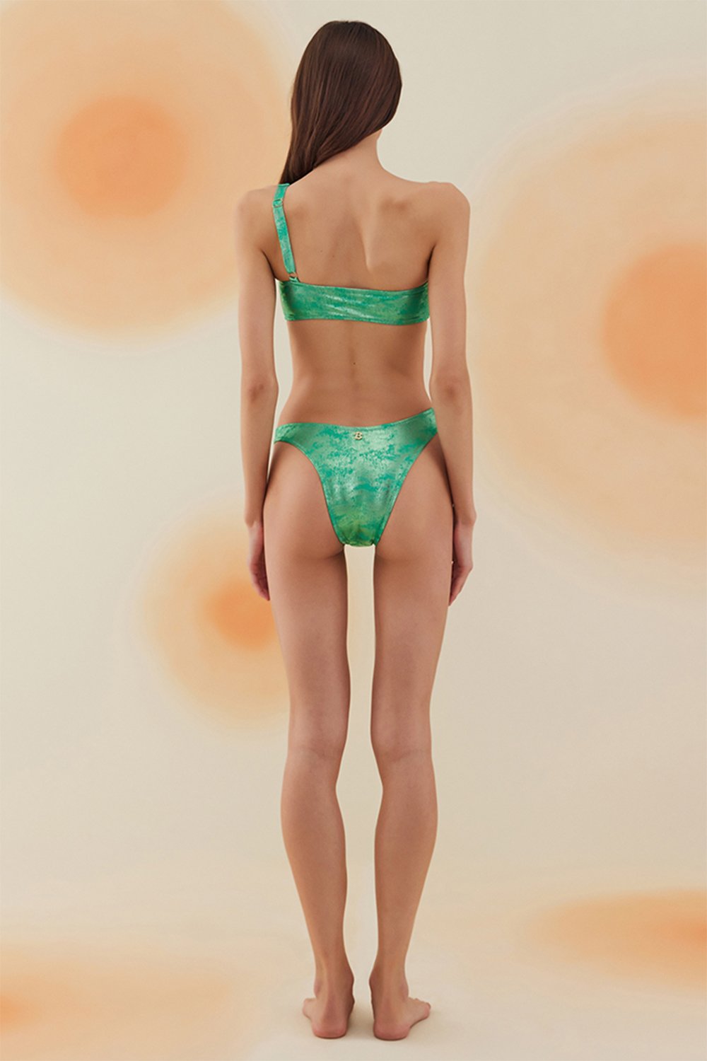 Bonesta-Pedirka Shiny Emerald Green Aksesuarlı Asimetrik Kesim Mayo-Bikini & Mayo-3-Milagron.com