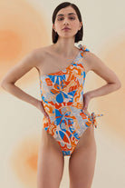 Bonesta-Peyote Abstract Floral Pattern Bağcıklı Tek Omuz Mayo-Bikini & Mayo-2-Milagron.com