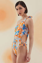 Bonesta-Peyote Abstract Floral Pattern Bağcıklı Tek Omuz Mayo-Bikini & Mayo-3-Milagron.com