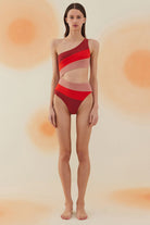 Bonesta-Playa Burgundy Tek Omuz Asimetrik Mayo-Bikini & Mayo-1-Milagron.com