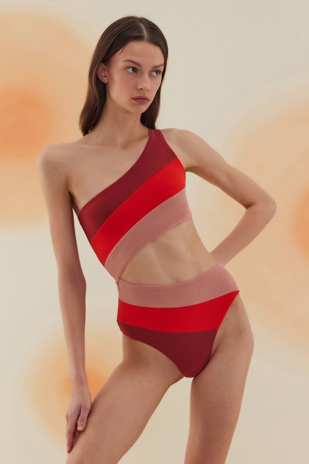 Bonesta-Playa Burgundy Tek Omuz Asimetrik Mayo-Bikini & Mayo-2-Milagron.com