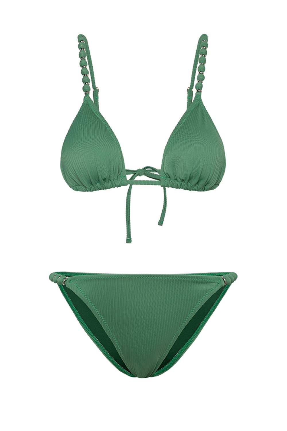 Bonesta-Reales Emerald Green Boncuklu Üçgen Bikini Takımı-Bikini & Mayo-4-Milagron.com