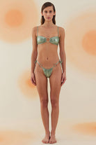 Bonesta-Sechura Shiny Tea Green Halka Aksesuarlı Straplez Bikini Takımı-Bikini & Mayo-1-Milagron.com