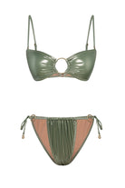 Bonesta-Sechura Shiny Tea Green Halka Aksesuarlı Straplez Bikini Takımı-Bikini & Mayo-4-Milagron.com