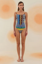 Bonesta-Selte Navajo Ethnic Pattern Aksesuarlı Askılı Mayo-Bikini & Mayo-1-Milagron.com