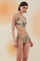Bonesta-Sonoran Phantom Snake Pattern Önü Büzgülü Bikini Takımı-Bikini & Mayo-2-Milagron.com