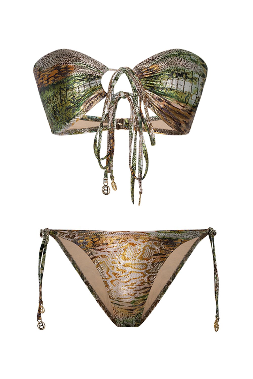 Bonesta-Sonoran Phantom Snake Pattern Önü Büzgülü Bikini Takımı-Bikini & Mayo-4-Milagron.com