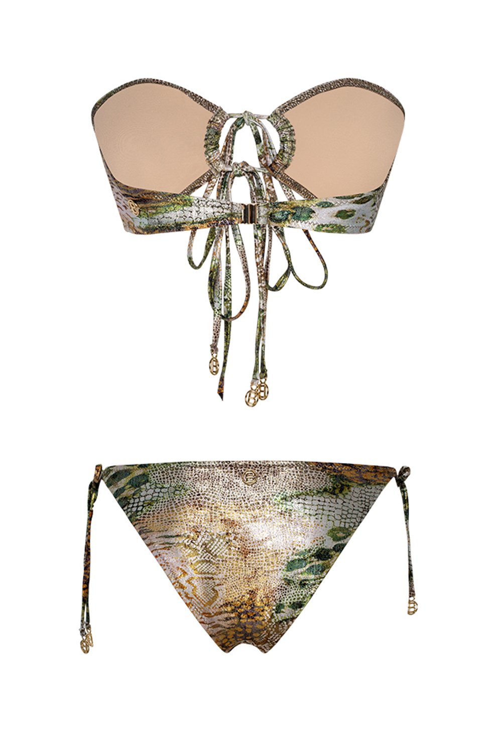 Bonesta-Sonoran Phantom Snake Pattern Önü Büzgülü Bikini Takımı-Bikini & Mayo-5-Milagron.com