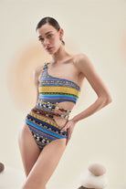Bonesta-Takyr Navajo Ethnic Pattern Aksesuarlı Tek Omuz Mayo-Bikini & Mayo-6-Milagron.com