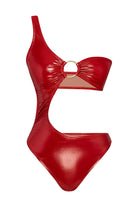 Bonesta-Tatacoa Shiny Crimson Red Halka Aksesuarlı Tek Omuz Mayo-Bikini & Mayo-1-Milagron.com