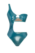 Bonesta-Tatacoa Shiny Turquoise Blue Halka Aksesuarlı Tek Omuz Mayo-Bikini & Mayo-4-Milagron.com