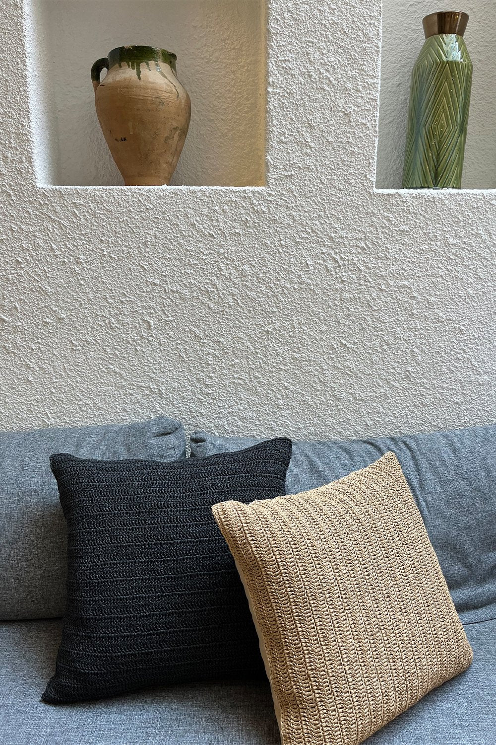 Bonhou-Bohem El Yapımı Kare Jüt Siyah Kırlent-Kırlent-1-Milagron.com