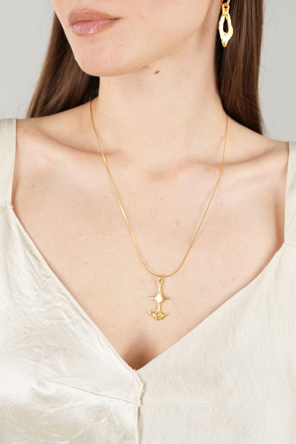 Brambuta-Ankh Beyaz Mineli Gold Kolye-Kolye-1-Milagron.com