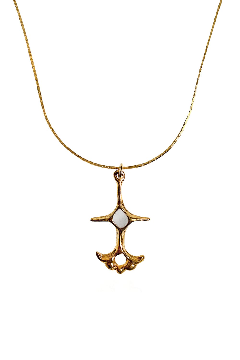 Brambuta-Ankh Beyaz Mineli Gold Kolye-Kolye-2-Milagron.com