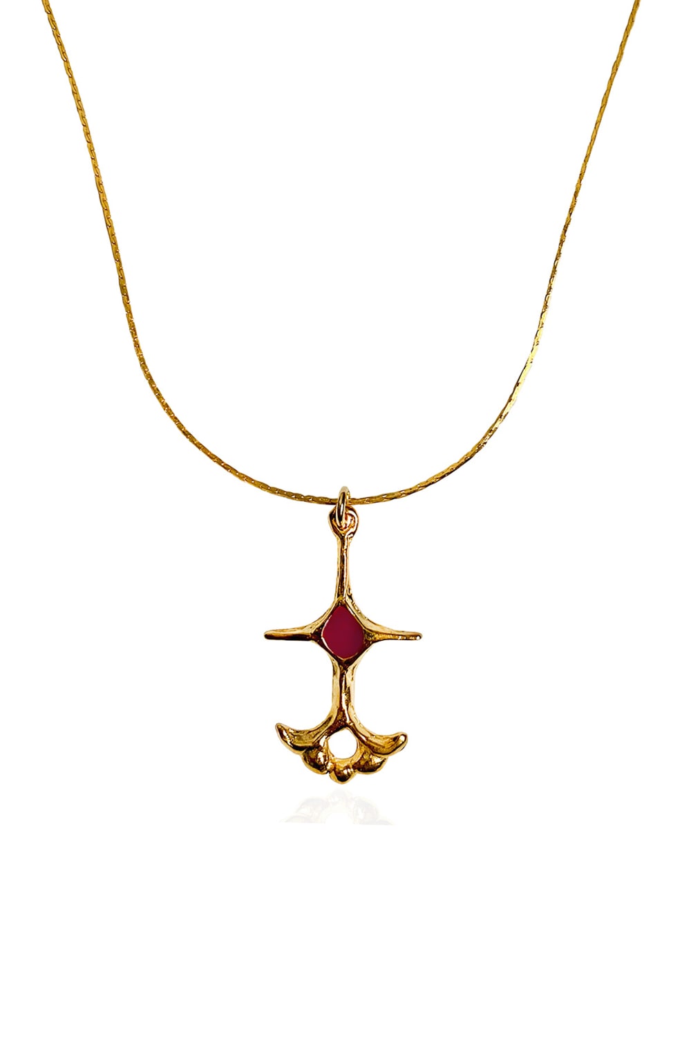 Brambuta-Ankh Fuşya Mineli Gold Kolye-Kolye-1-Milagron.com