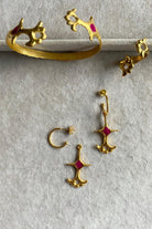 Brambuta-Ankh Fuşya Mineli Gold Küpe-Küpe-1-Milagron.com