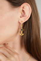 Brambuta-Ankh Siyah Mineli Gold Küpe-Küpe-1-Milagron.com