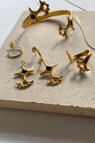 Brambuta-Ankh Siyah Mineli Gold Küpe-Küpe-3-Milagron.com