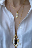 Brambuta-Enki Beyaz Mineli Gold Large Kolye-Kolye-3-Milagron.com