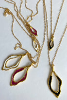 Brambuta-Enki Beyaz Mineli Gold Large Kolye-Kolye-4-Milagron.com