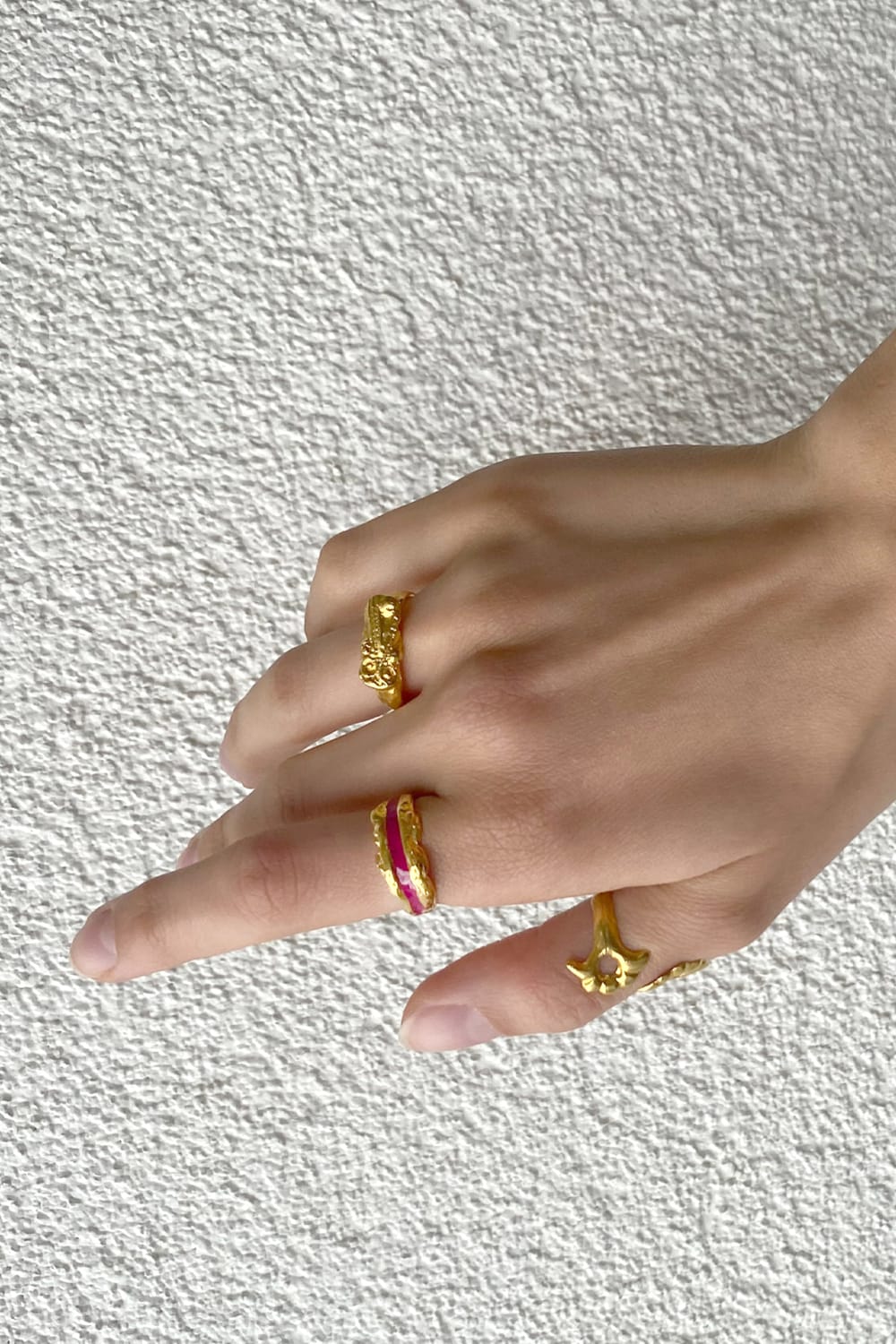 Brambuta-Enki Fuşya Mineli Gold Yüzük-Yüzük-2-Milagron.com