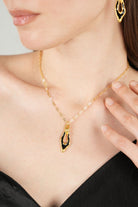 Brambuta-Enki Siyah Mineli Gold Small Kolye-Kolye-1-Milagron.com