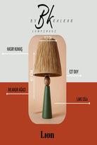 By Kalkan-Lion Ahşap Ayaklı Lake Cilalı Abajur, Masa Lambası-Abajur-2-Milagron.com