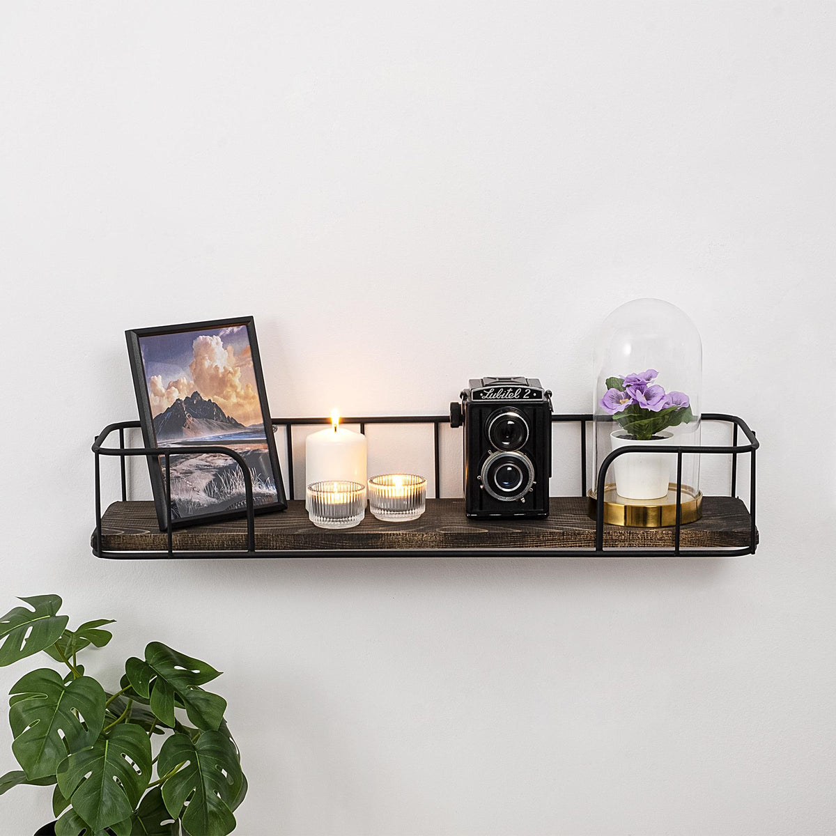 Cm-013-Srk Dekoratif Ahşap Metal Duvar Rafı 