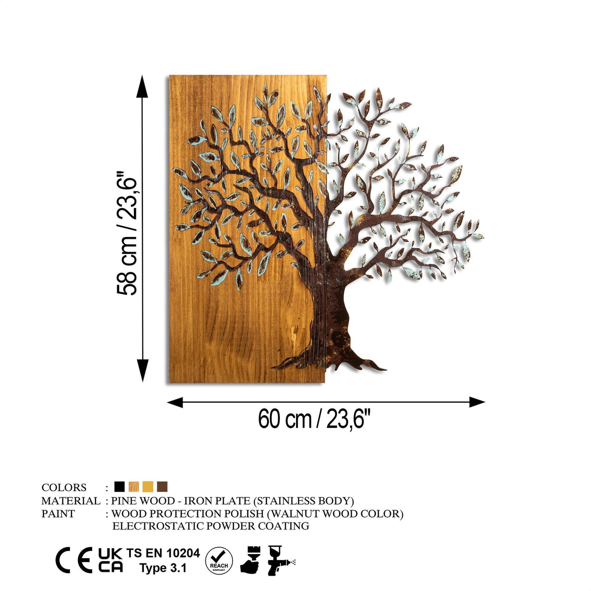 Ma-371-A Ahşap Metal Duvar Tablosu 