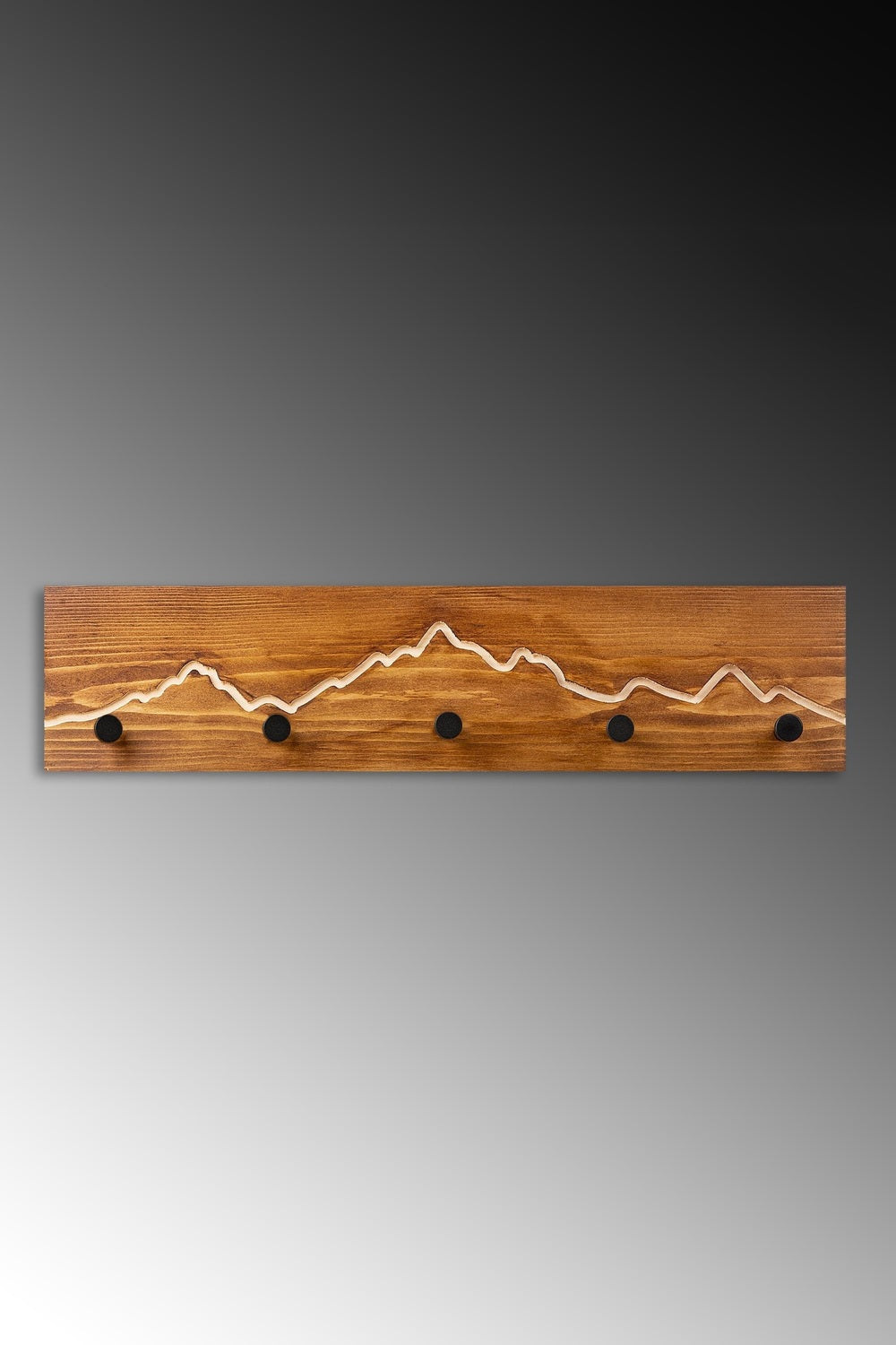Dekoratif Ahşap Askılık, Siyah-Ceviz - 60x14x5 Cm - 1