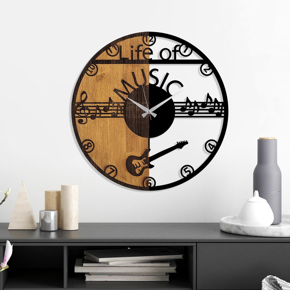 Mas-072 Dekoratif Ahşap Metal Duvar Saati 