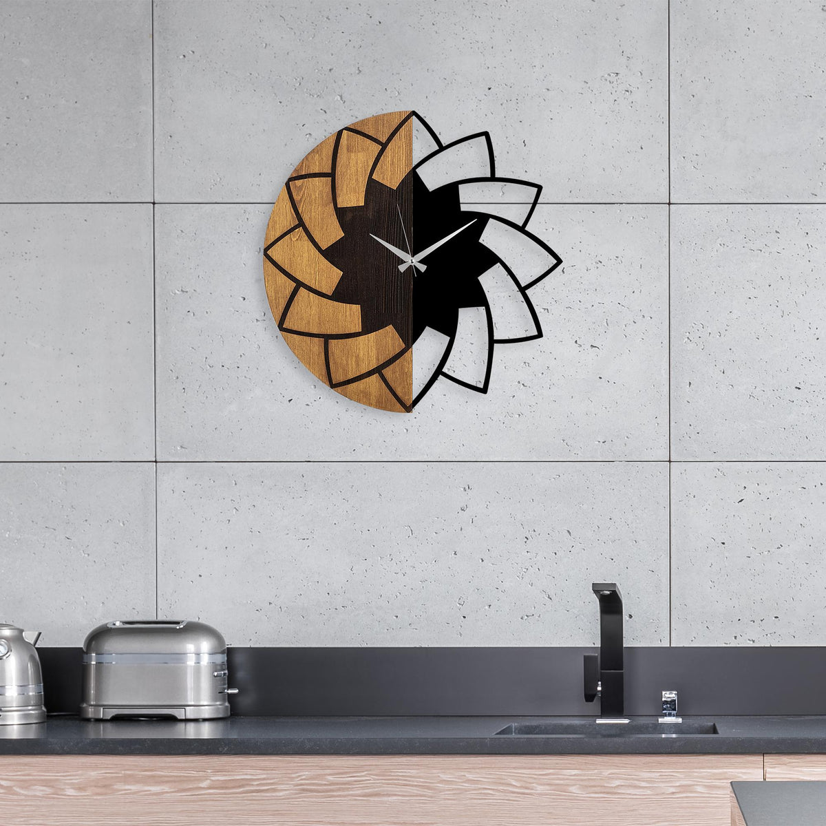 Mas-080 Dekoratif Ahşap Metal Duvar Saati 
