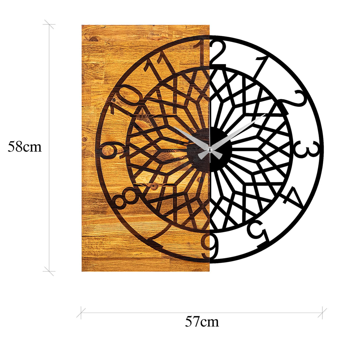 Mas-006 Dekoratif Ahşap Metal Duvar Saati 