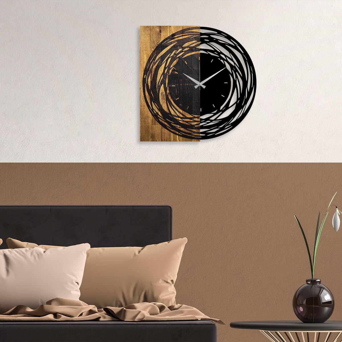 Mas-039 Dekoratif Ahşap Metal Duvar Saati 