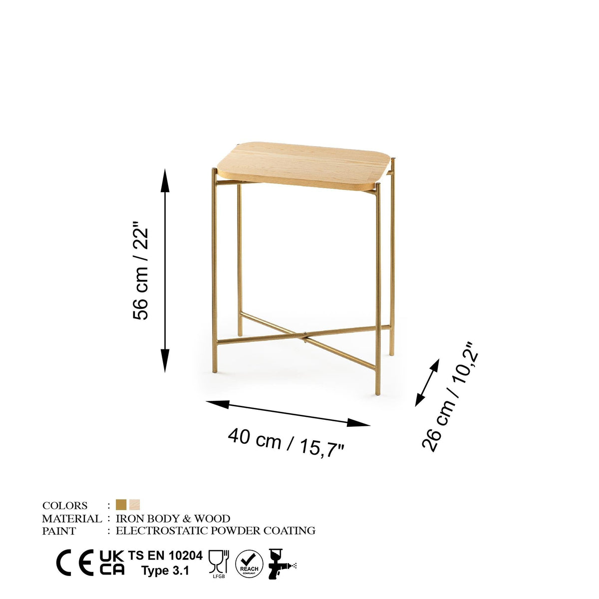 Shb-003-A Dekoratif Ahşap Metal Sehpa 