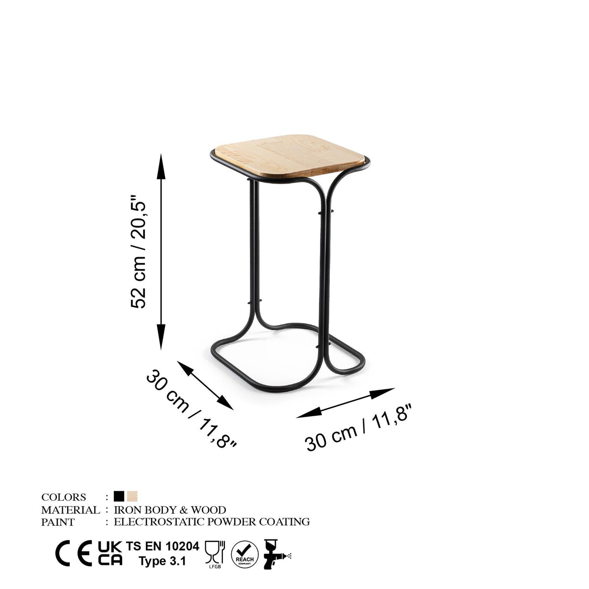 Shb-001-A Dekoratif Ahşap Metal Sehpa 