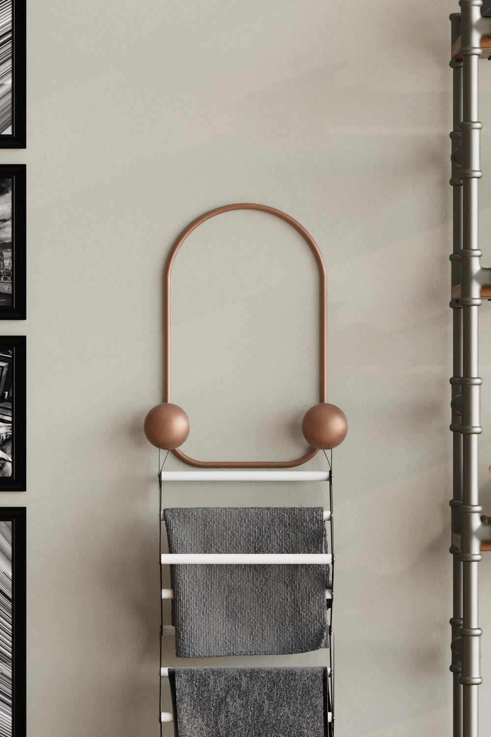 Dekoratif Metal Askılık, Mat Bakır - 25x7x33 Cm - 0