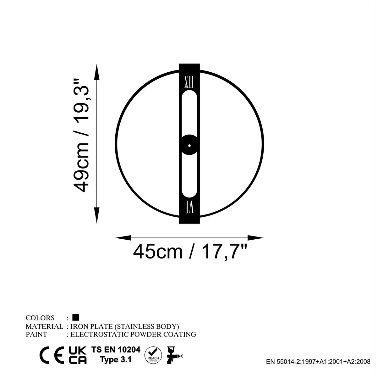 Watch-064 Dekoratif Metal Duvar Saati 