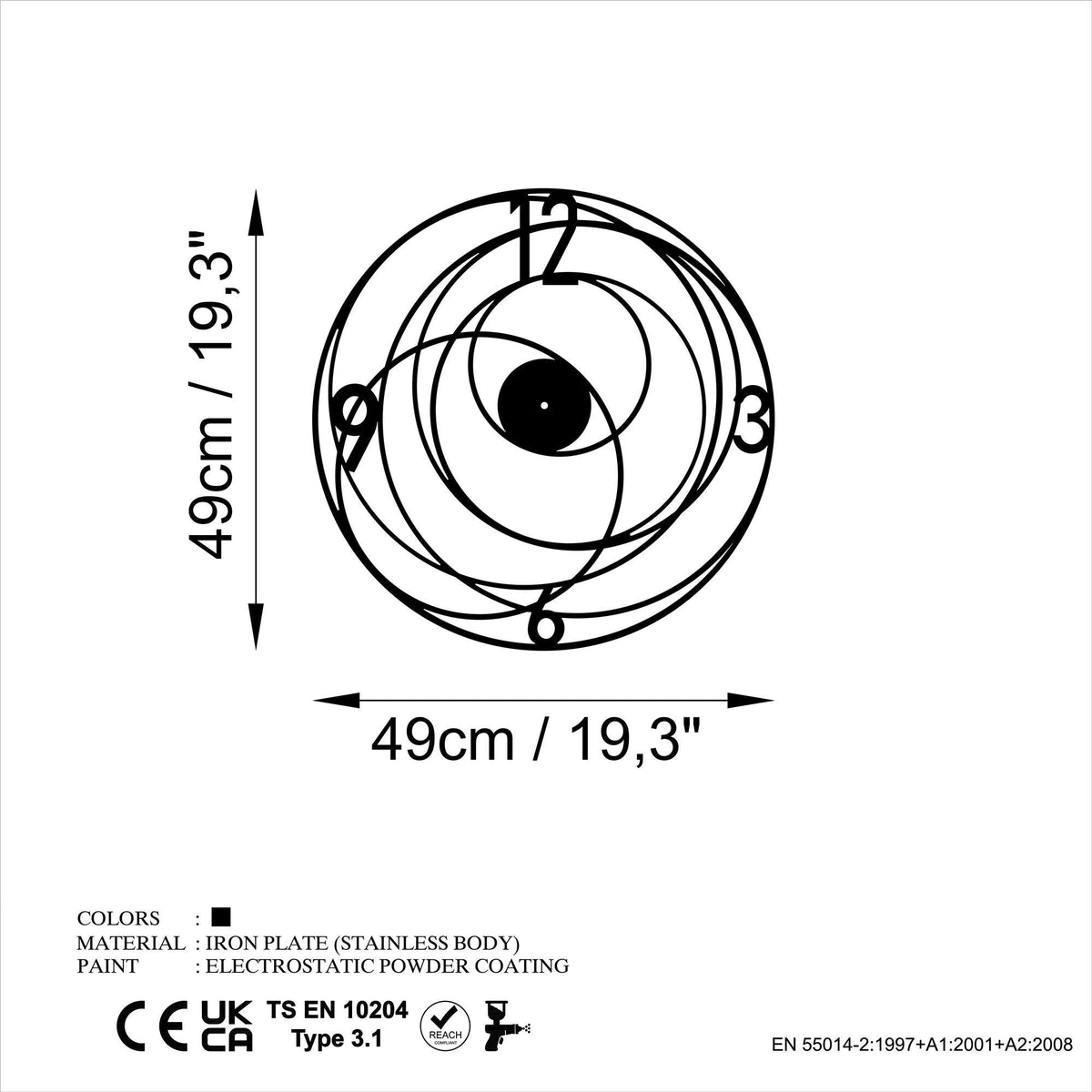 Watch-050 Dekoratif Metal Duvar Saati 