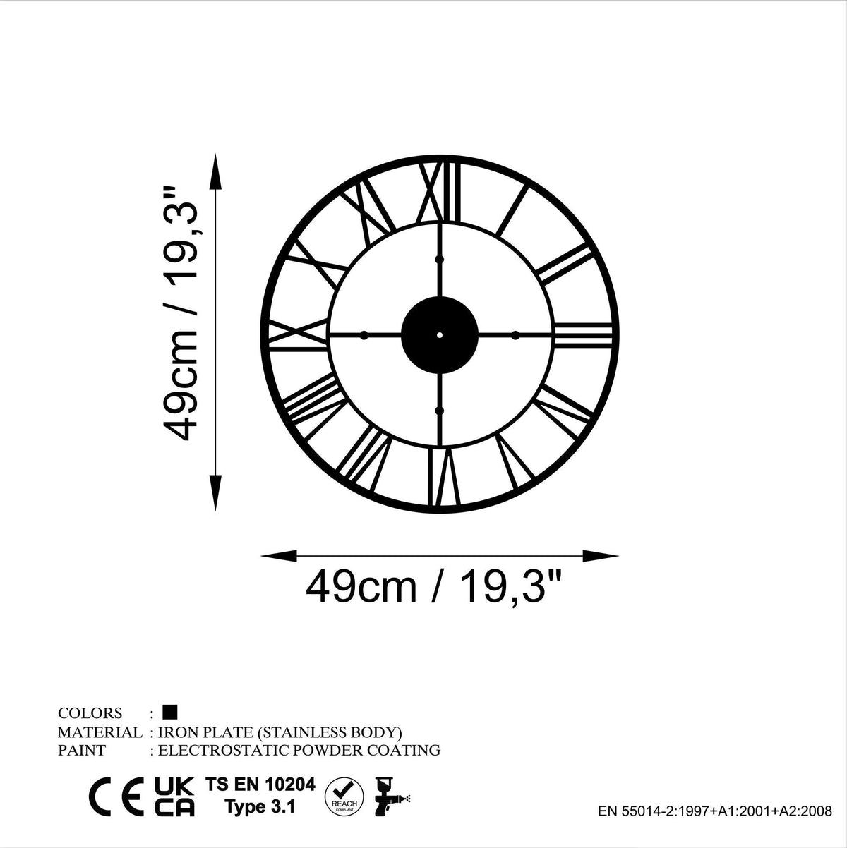 Watch-069 Dekoratif Metal Duvar Saati 